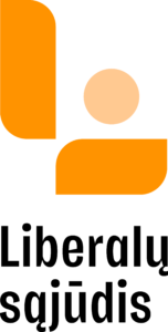 vertikalus oranžinis logotipas su juodu prierašu rgb